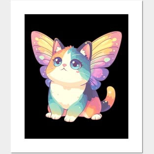 Rainbow Kawaii Cat Posters and Art